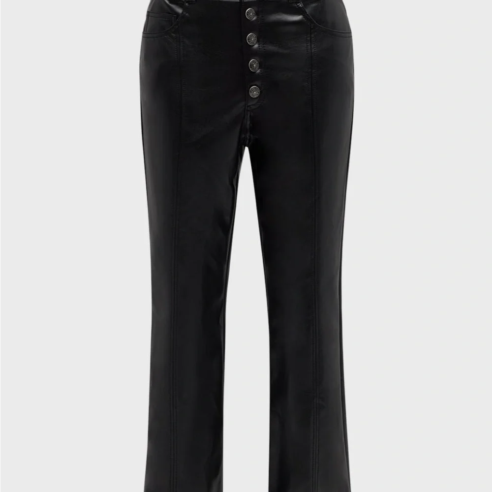 Cinq a Sept Wallace Faux Leather Bootcut Ankle Pants Black Size 4 - Picture 4 of 6